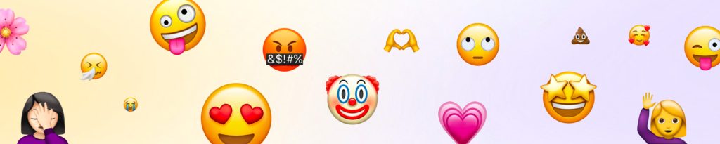 Image descriptive de la section contenant plusieurs émojis très utilisés. Les emojis sont omniprésents dans le langage des ados, sur les réseaux comme dans leurs conversations. 